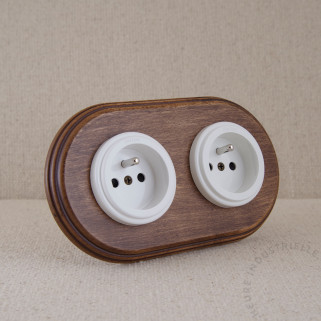 PCT x2 Garby Colonial porc. BL puits plastique BL + plaque bois vieil