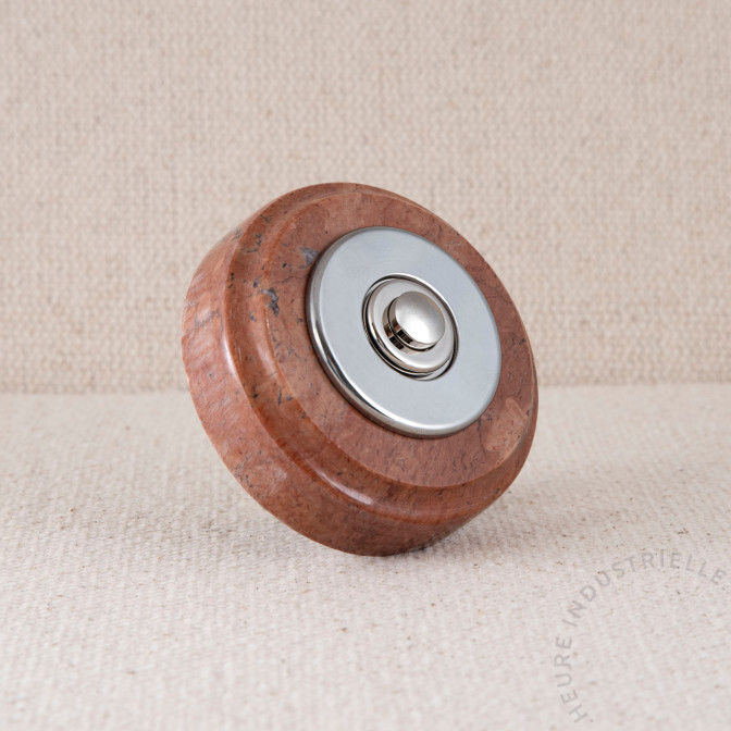 MARBRE ROUGE ROND 75X20mm BOUTON ET COLLERETTE LISSE CHROME MARBRE ROUGE ROND 75X20mm BOUTON ET COLLERETTE LISSE CHROME