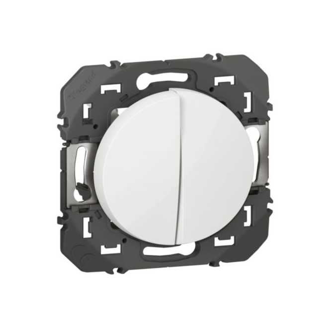 Poussoir double dooxie 6A 250V~ finition blanc Poussoir double dooxie 6A 250V~ finition blanc