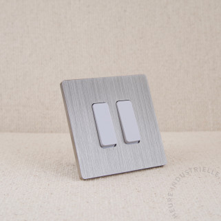 Interrupteur double Modelec M nickel brossé touche blanche