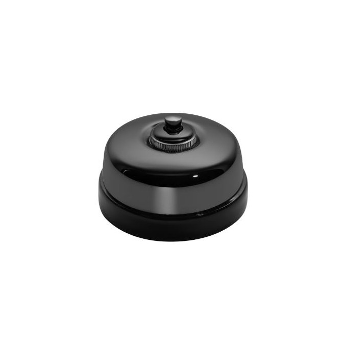 Poussoir et manette nickel noir porcelaine noire ss passe-câble