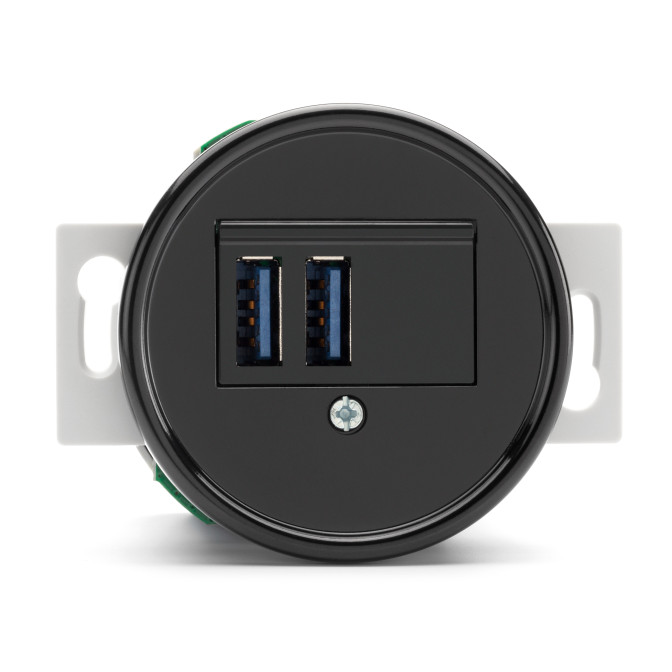 CHARGEUR USB DOUBLE A+A BAKELITE NOIRE