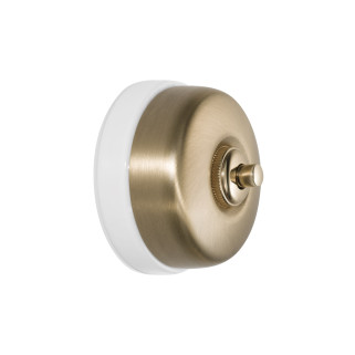 Bouton poussoir dôme doré satin et manette dorée brillante porcela