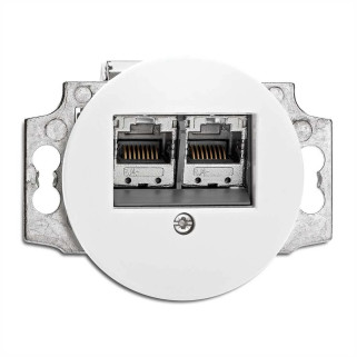 DBLE RJ45 CAT6 PORCELAINE BLC  (fixat. horizontal / boîte maçonnerie