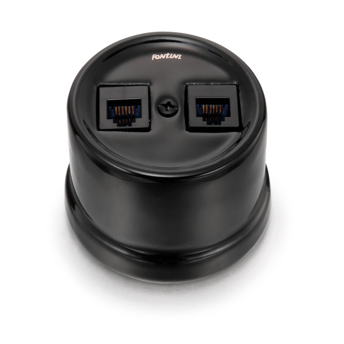 Prise RJ45 UTP Cat 6 porcelaine noire