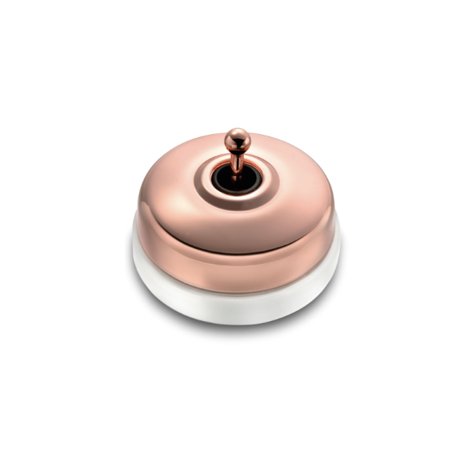 VV dôme et manette cuivre brillant porcelaine blanche ss passe-câble