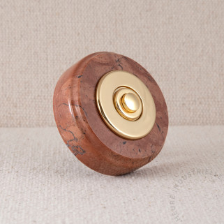 MARBRE ROUGE ROND 75X20mm BOUTON ET COLLERETTE LISSE OR