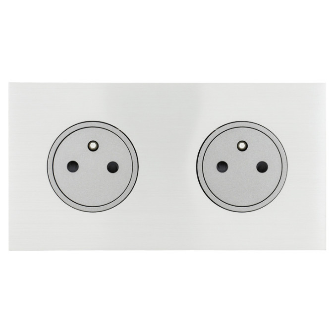 Art d'Arnould Epure double prise de courant 2P+T 16A - acier brossé