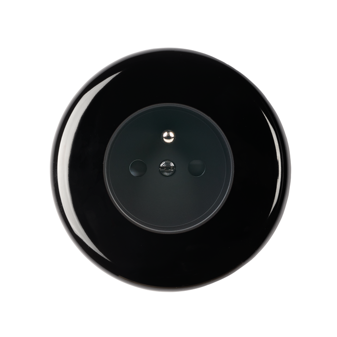 Façade Iris by MODELEC Porcelaine noire simple poste PC 2P+T