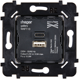 Mécanisme Chargeur Usb A+C 2Port 5V-3A Collection Desir, Hitera/Karo