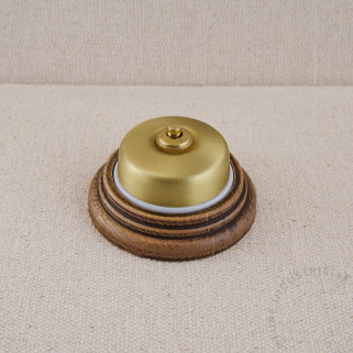 BPR Dimbler doré satin base BL et bouton doré socle Bois vieilli