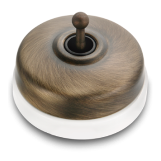 VV bronze ancien manette laiton vieilli porcelaine blc ss passe-câble