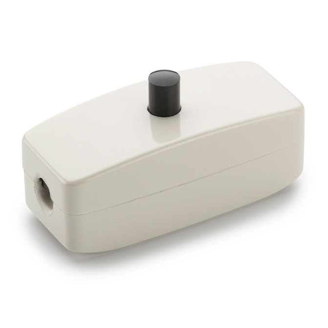 Interrupteur à câble Duroplast crème avec bouton poussoir noir
