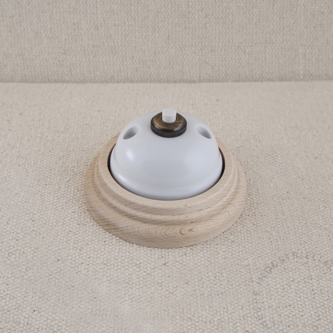 BPR Garby porc. blanche bouton rond blanc  socle Bois brut