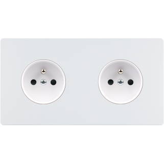 Façade M Blanc Mat Double Horizontale 2 Prises magnétique