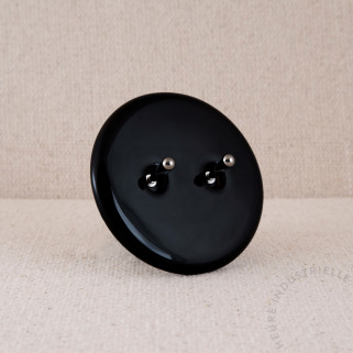 Interrupteur double IRIS porcelaine noire levier acier