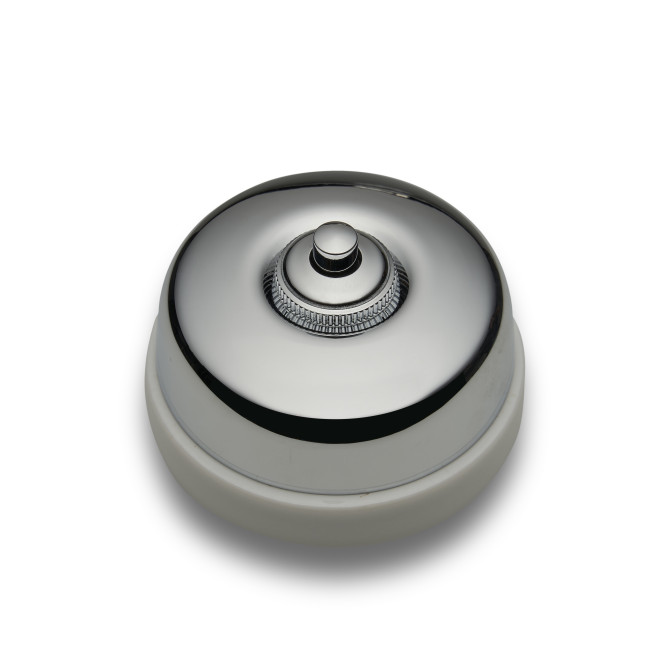 Bouton poussoir dôme et manette chrome brillant porcelaine blanche s