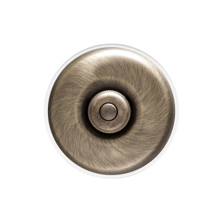 Bouton poussoir dôme bronze ancien et manette laiton vieillie porc.