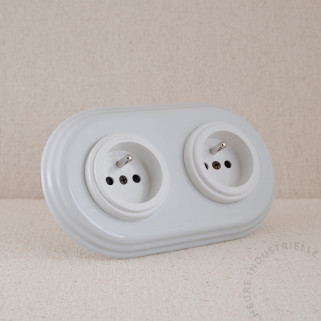 PCT x2 Garby Colonial porc. BL puits plastique BL + plaque porc. BL