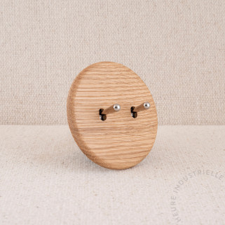 Interrupteur double Modelec Iris chêne clair levier laiton