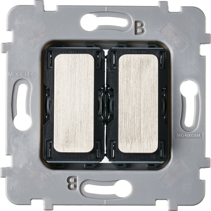 Mécanisme Plat 2 Boutons Vv Et/Ou Poussoir Collection M Nickel Brosse