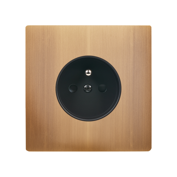 Façade M Vieux Bronze Brosse Simple Prise Courant 2P+T magnétique