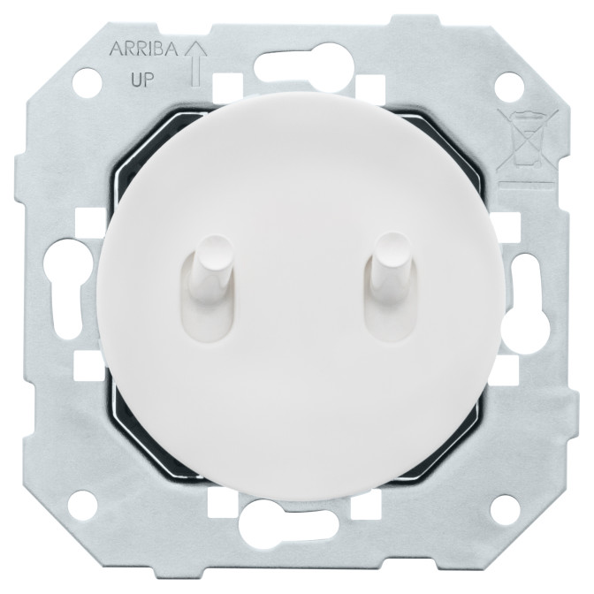 VV 10AX et poussoir 6A-250V~ à levier et enjoliveur blanc glossy