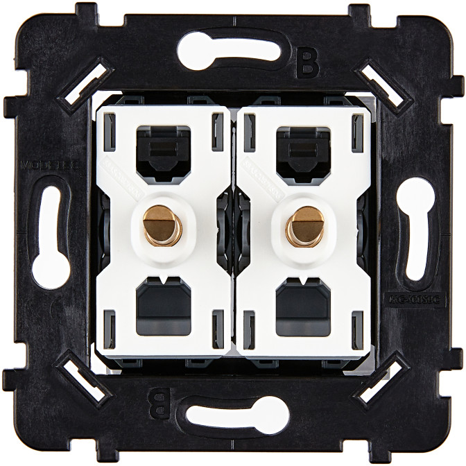 Mécanisme 2 Vv Et/Ou Poussoir Dore Support Blanc Collection Hitera