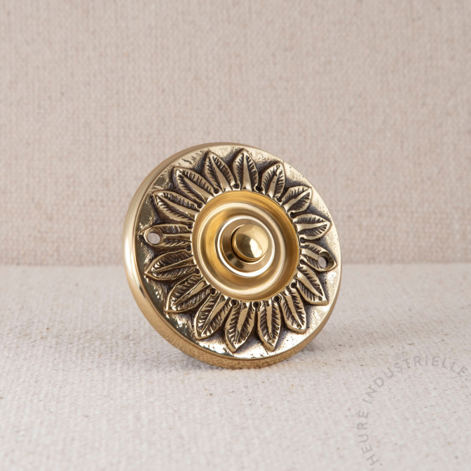 BOUTON DE SONNETTE 12V LAITON POLI DIAM 80MM