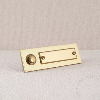 BOUTON DE SONNETTE SIMPLE 107X35MM LAITON POLI AVEC PLAQUE A GRAVER