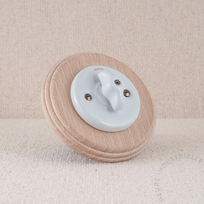 BP Garby Colonial porc. BL manette Retro BL + plaque bois brut