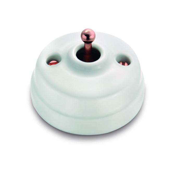 VV et manette cuivre porcelaine blanche ss passe-câble