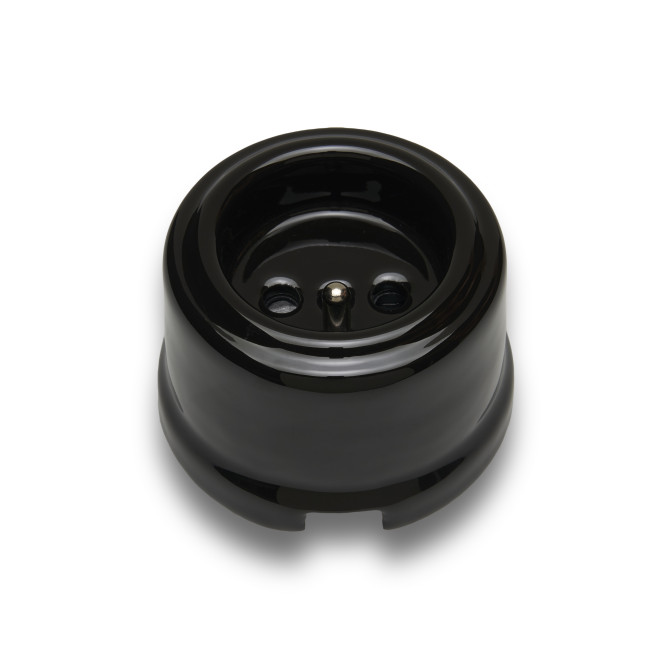 Prise 2P+T porcelaine noire