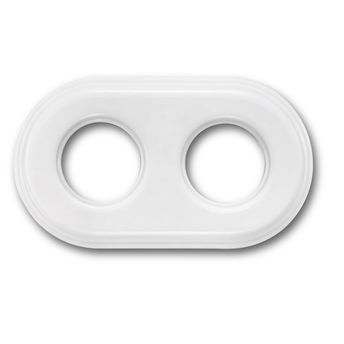 Plaque 2 postes porcelaine blanche