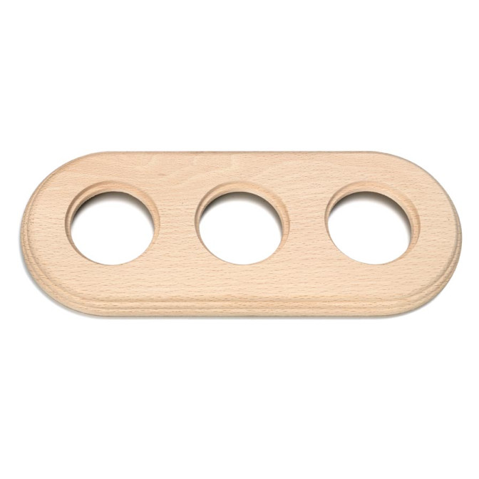 Plaque 3 postes hêtre ss vernis