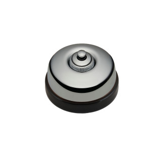 Bouton poussoir dôme et manette chrome brillant porcelaine noire san