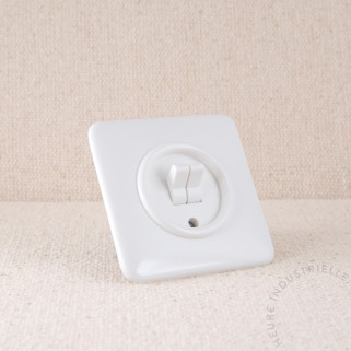 Interrupteur à bascule double THPG Duroplast blanc carrée
