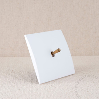 Commande Duo simple Modelec karo blanc soft touch levier laiton