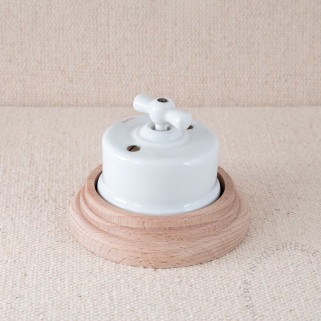 BP rotatif Garby porc. blanche manette blanche socle Bois brut