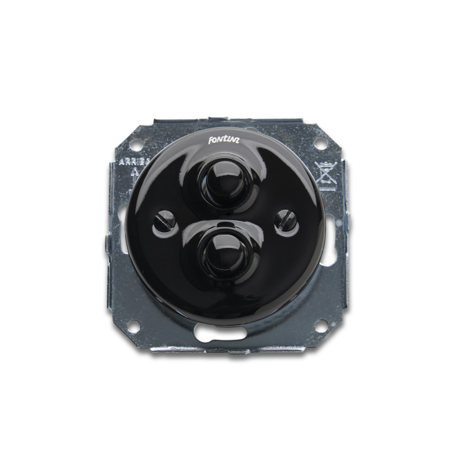 Poussoir double porcelaine noire