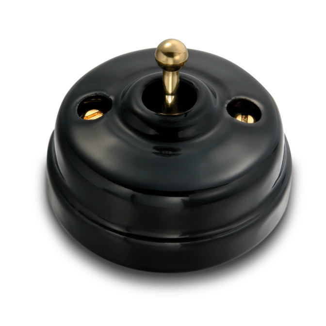 VV et manette doré brillant porcelaine noire ss passe-câble