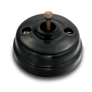 VV et manette laiton vieilli porcelaine noire ss passe-câble