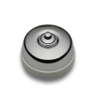 Bouton poussoir dôme et manette chrome brillant porcelaine blanche s