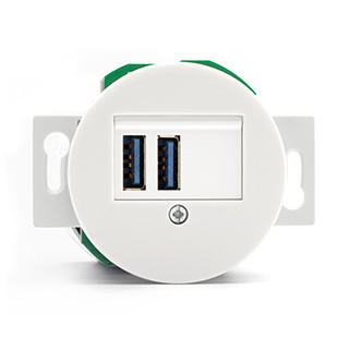 CHARGEUR USB DOUBLE A+A PORCELAINE BLANCHE