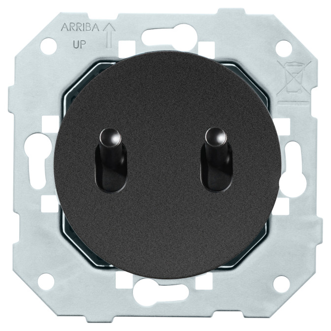 Double VV DOM 10AX-250V~ à levier et enjoliveur noir mat