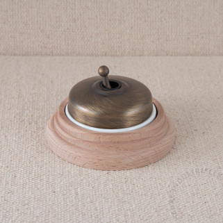 BP Dimbler bronze base BL manette laiton vieilli socle Bois brut