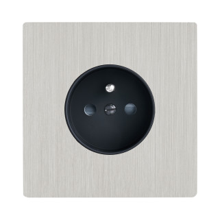 Façade M Nickel Brosse Simple 1 Prise magnétique