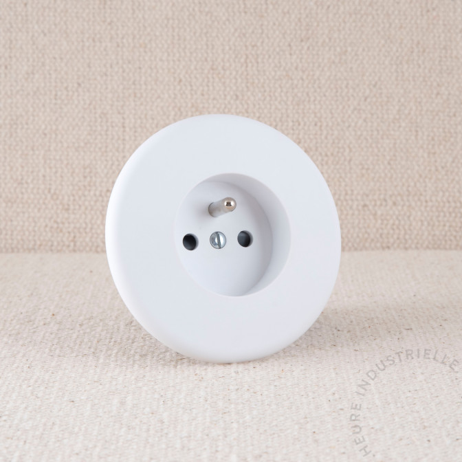 Prise de courant 2P+T simple IRIS blanc satin puits blanc