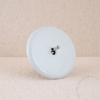 Interrupteur simple IRIS blanc satin levier acier