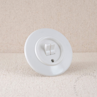 Interrupteur à bascule double THPG Duroplast blanc rond
